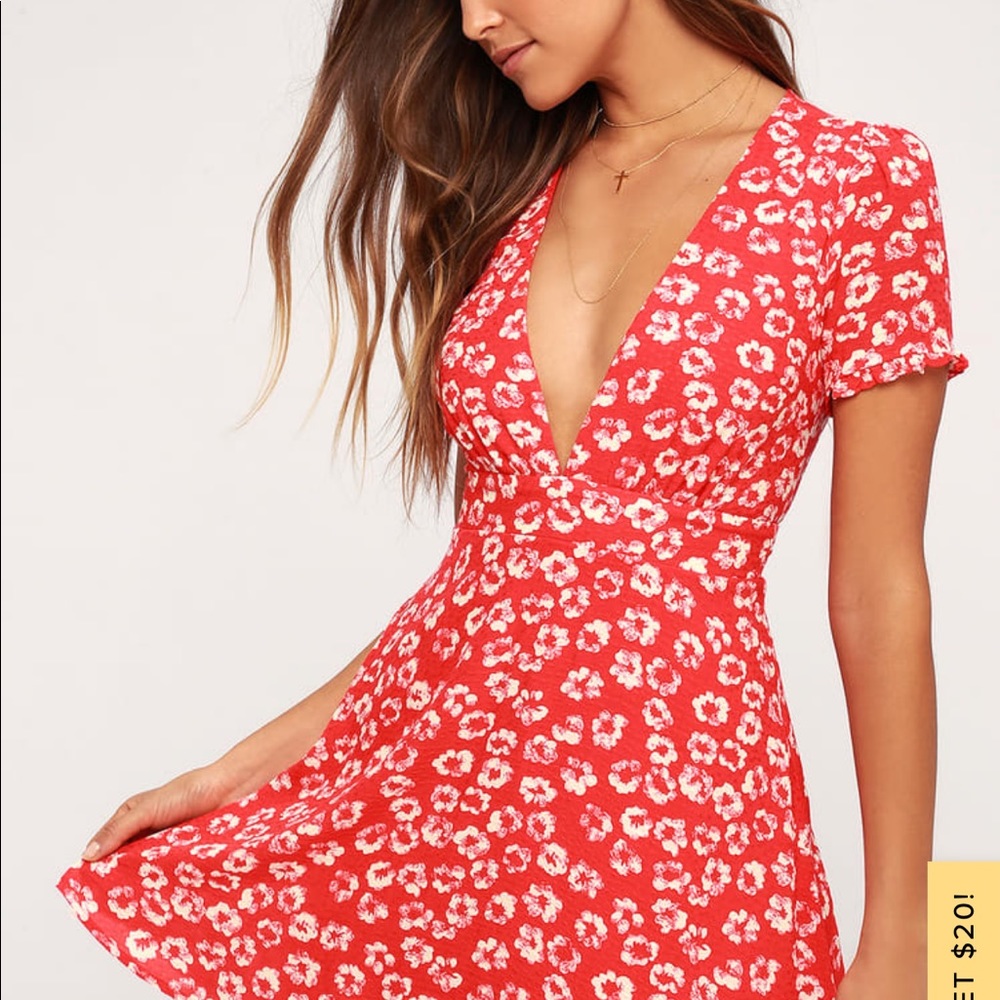 Garden Explorer Red Floral Print Mini Dress